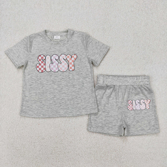 GSSO2135 Baby Girls Grey Sissy Top Sports Shorts Clothes Sets  D 3.15
