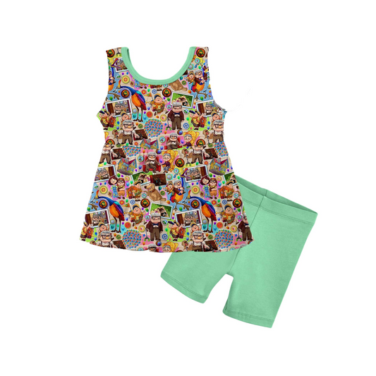 Custom  Baby Girls Cartoon Balloons Tunic Top Shorts Clothes Sets  D 5.20