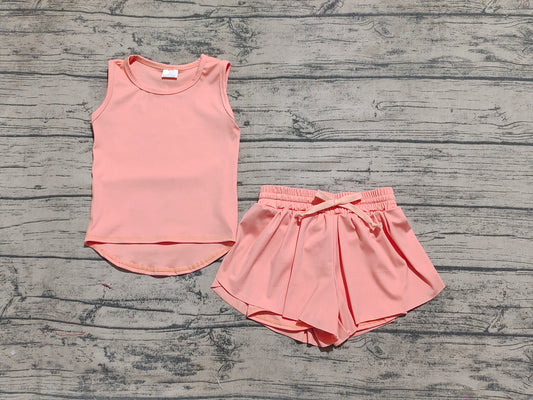presale GSSO2502 Baby Girls Peach Sleeveless Top Skorts Sets   D 5.6