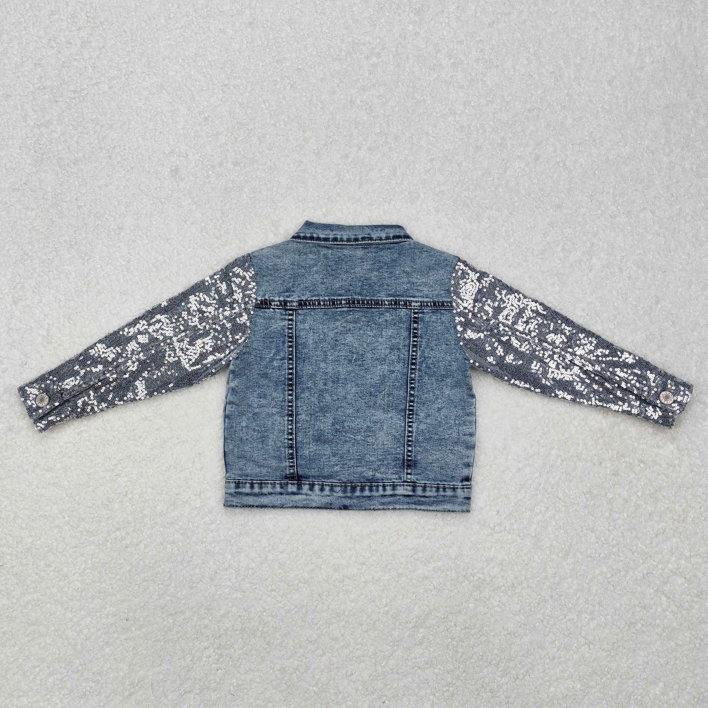 GT0148 Baby Girls Blue Sequined Denim Jacket