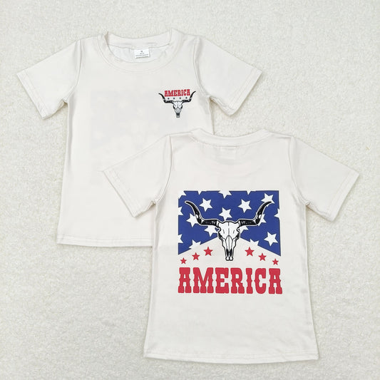 GT0465 Star alpine cow head beige short-sleeved top