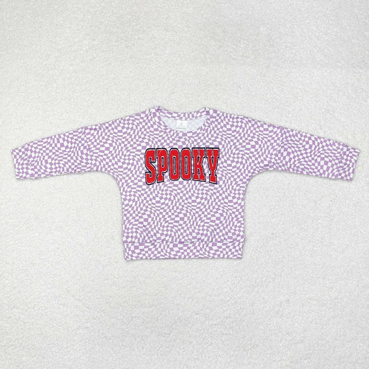 GT0716 Halloween Purple Plaid Long Sleeve Top