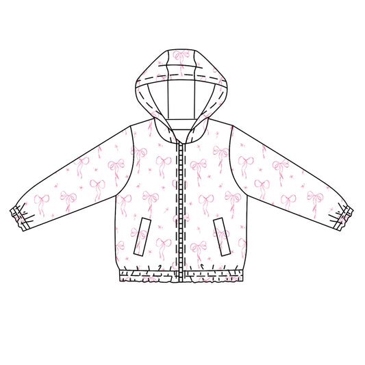 preorder GT0854 White chain hooded long-sleeved top with bow pattern   2024 10.16