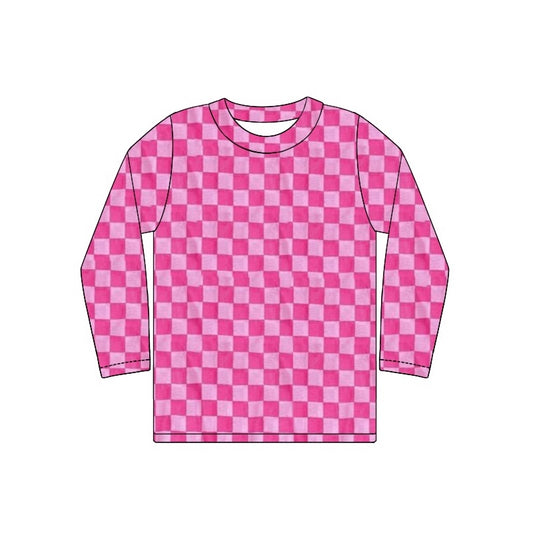 preorder GT0863 Rose red plaid long-sleeved top  2024 10.17
