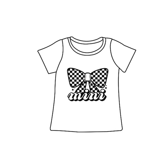 presale GT0882 Black and white checkered bow pattern short-sleeved top  2024 10.29