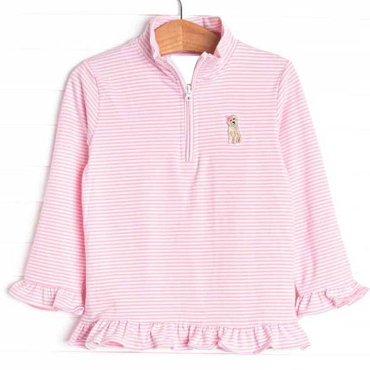 presale GT0885 Puppy Pink Stripe Lace Zipper Long Sleeve Top  2024 11.2