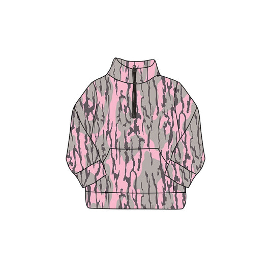 presale GT0888 Camouflage Grey Pink Pocket Zipper Long Sleeve Top2024 11.2
