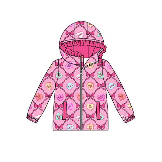 preorder GT0897  Valentine's Day Letter Heart Bow Pattern Rose Red Lace Hooded Long Sleeve Top 2024 11.7