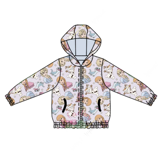 presale GT0901 Baby Girls Cartoon Sister Princess Zip Jackets Cardigan Tops  2024 11.23