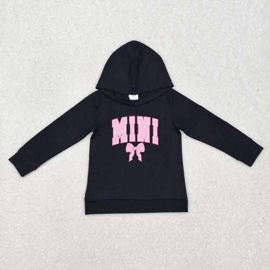 GT0902  Baby Girls Mini Bow Black Hooded Tops