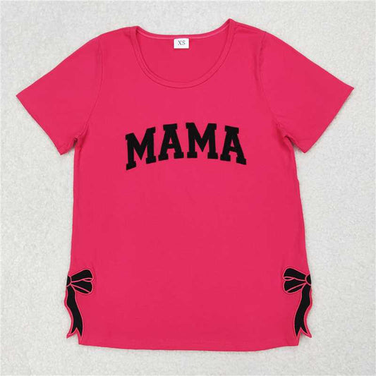 GT0919  Adult Women Mama Bows Short Sleeve Tee Shirts Tops D 3.26