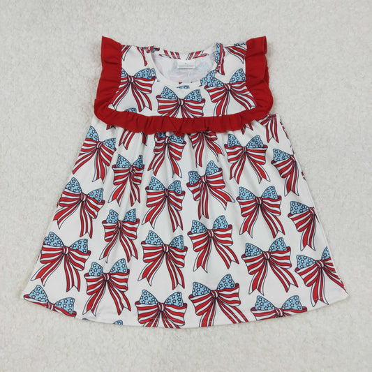 GT0949 Beige sleeveless top with red lace and bow pattern for National Day