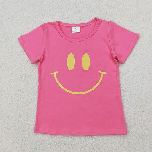 GT0959  Baby Girls Pink Short Sleeves Smile Shirts Top D 3.31