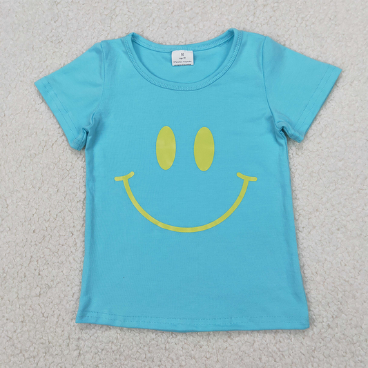 GT0960  Baby Girls Blue Short Sleeves Smile Tee Shirts Top D 4.1