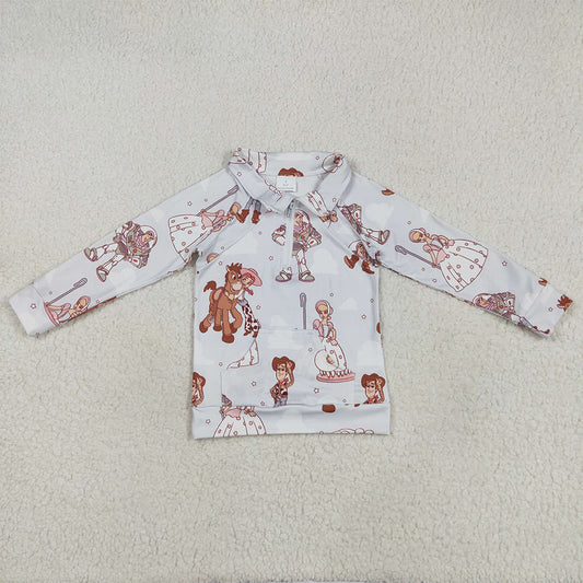 GT0989  Baby Girls Long Sleeves Cartoon Donkey Zipper Pocket Hoodies Top  D 5.8