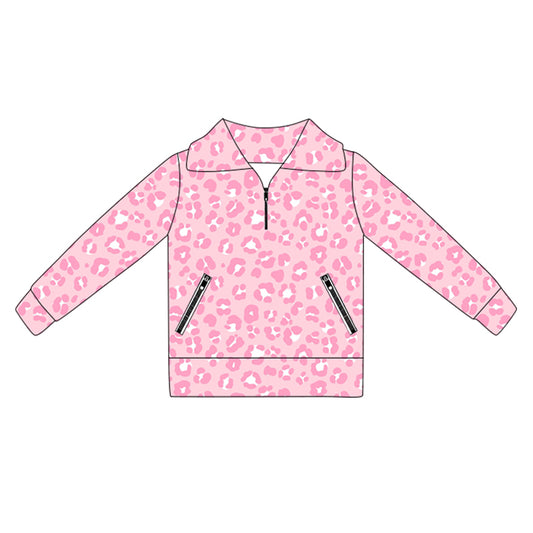 presale GT1070 Baby Girls Long Sleeves Pink Leopard Pockets Zipper Yoga Jackets  D 5.30