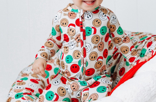 presale LR1101 Beige zip-up long-sleeved bodysuit with deer horns and smiley face