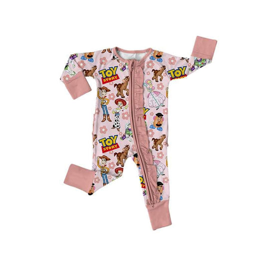 presale LR1208 Floral Pink Lace Zipper Long Sleeve Bodysuit