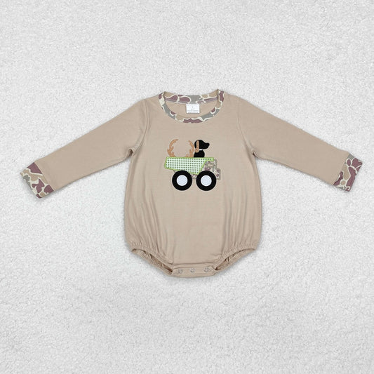 LR1825  Deerhorn Puppy Truck Camouflage Long Sleeve Bodysuit