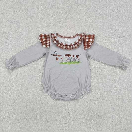 LR2000  Duck Puppy Brown Plaid Grey Long Sleeve Bodysuit