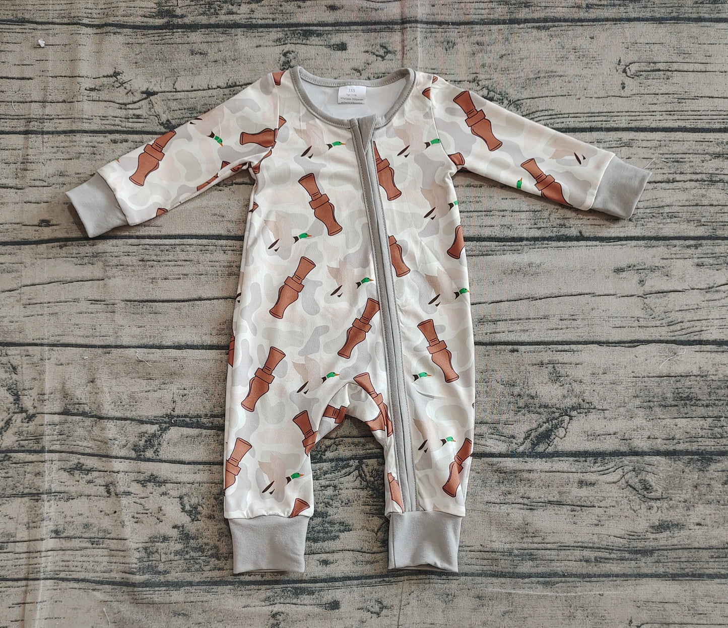 LR2063 Duck Bottle Camouflage Zip-Up Long Sleeve Bodysuit  D 3.31