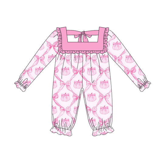 presale LR2218 Long sleeves pink bow pumpkin baby girls fall clothes D 5.16