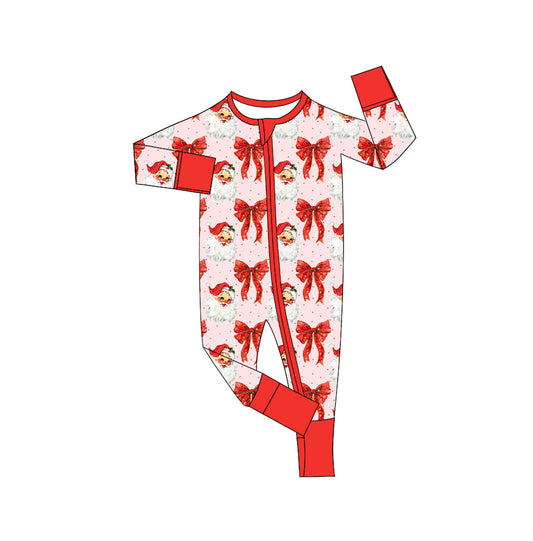 presaleLR2223  Baby Girls Long Sleeves Red Santa Bows Zipper Pant Rompers D 5.16