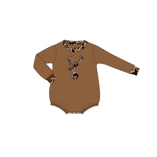 presale LR2260  Baby Kids Brown Long Sleeves Camo Deer Western Rompers  D 5.29