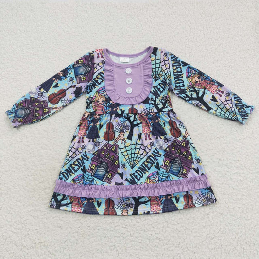 GLD0329 Purple Lace Long Sleeve Dress