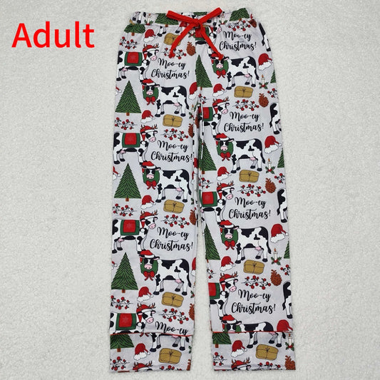 P0492 Adult women Christmas tree cow gray red trousers