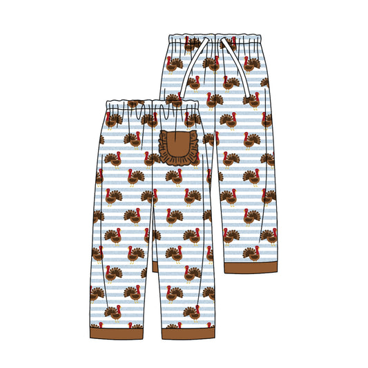 presale P0516 Adult Women Turkey Stripe Brown Lace Pocket Pants