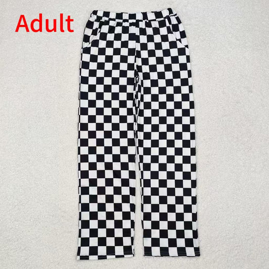 P0647  Adult women black and white plaid trousers