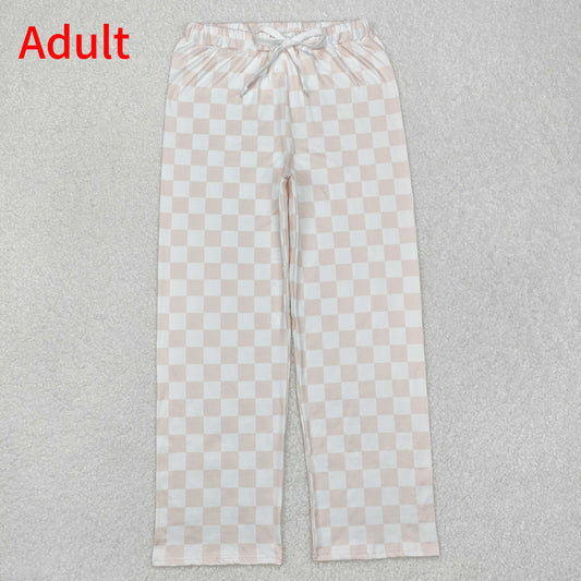 P0730  Adult Women Pink Checkered Bottom Pants