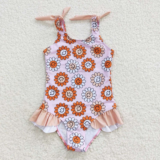 S0151 happy  Flower Pink One-Piece Swimsuit