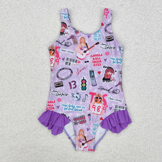 S0388   1989 Purple lace one-piece swimsuit