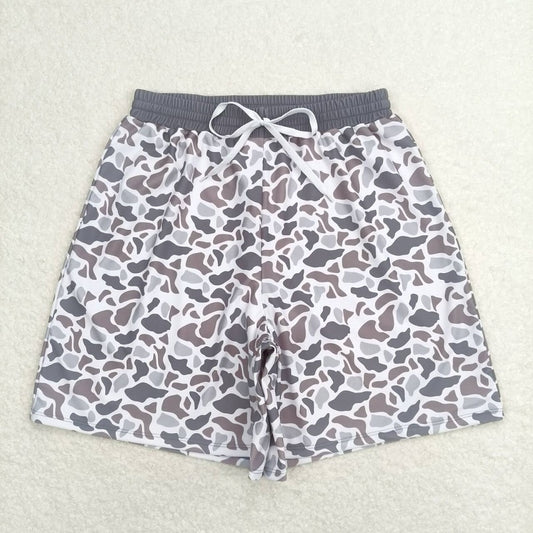 S0403 Adult men's brown and gray camouflage swimming trunks