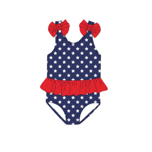 presale S0530   Baby Girls 4th Of July Stars One Piece Swimsuits  D 2.12