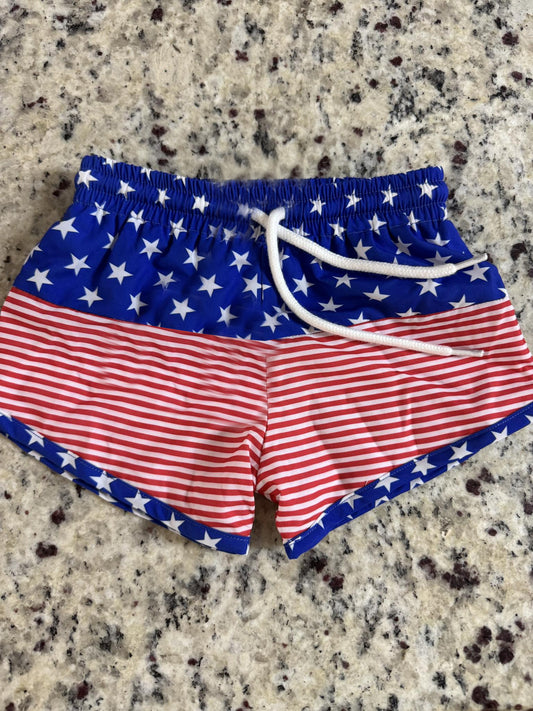 presale S0549 National Day Stars Red Stripes Blue Swim Trunks  D 3.29