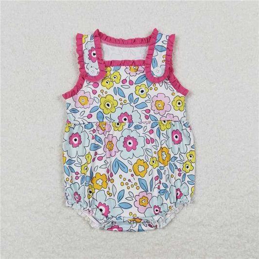 SR1161   Baby Infant Girls Pink Flowers Buttons Rompers D 3.21
