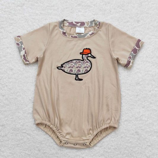 SR1403 Embroidered brown and green camouflage duck short-sleeved jumpsuit