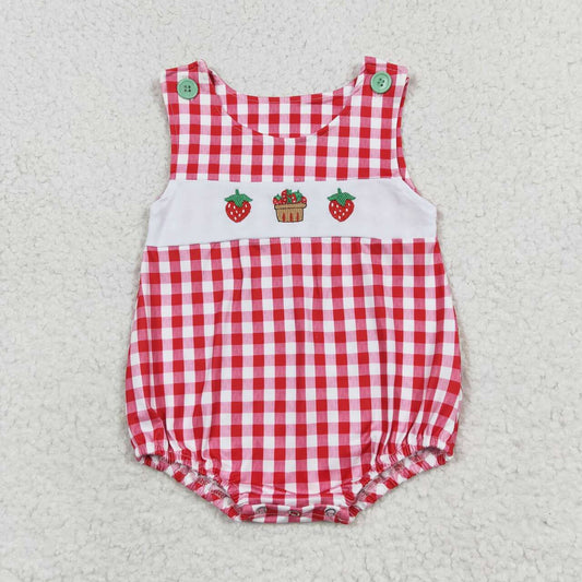SR1468 Strawberry red plaid tank top jumpsuit
