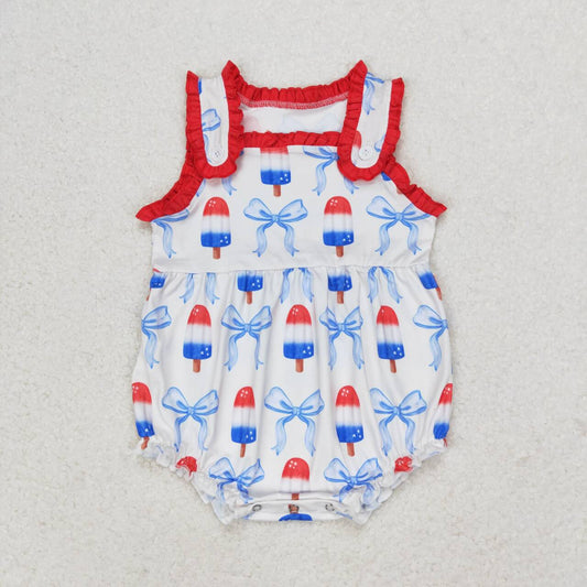 SR1551 Bow ice cream red lace vest jumpsuit