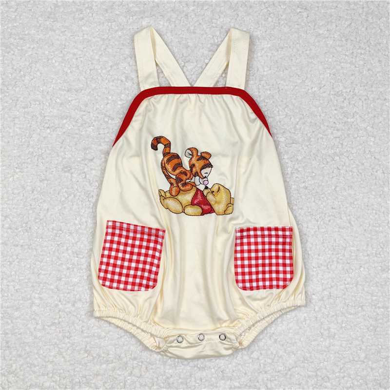 Match Baby Boys Girls Bear Tiger Short Red Checkered Shorts Clothes Sets Romper  D 3.13