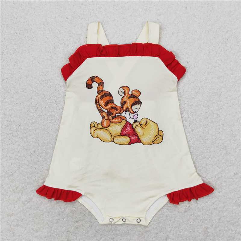 Match Baby Boys Girls Bear Tiger Short Red Checkered Shorts Clothes Sets Romper  D 3.13
