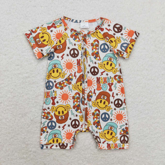 SR1776 Mama's boy sun skateboard zip-up short-sleeved jumpsuit