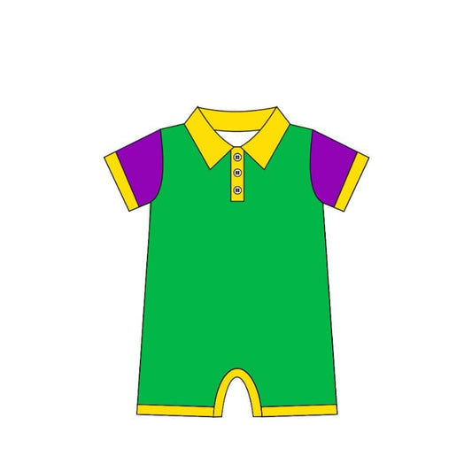 presale SR2036 Mardi Gras Yellow Green Purple Short Sleeve Bodysuit  10.8