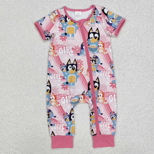 SR2105  Rainbow Pink Zipper Short Sleeve Bodysuit