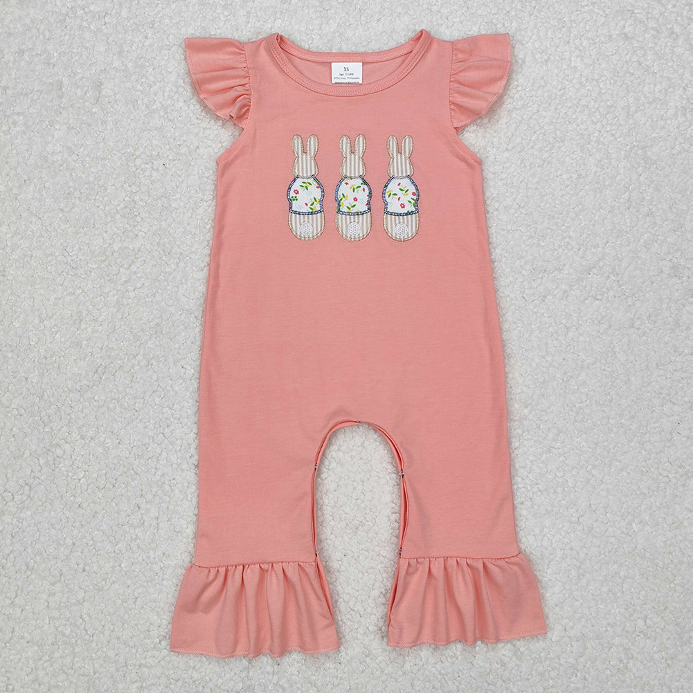 SR2434  Baby Infant Girls Easter Rabbits Pink Rompers D 3.14