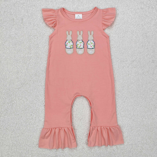 SR2434  Baby Infant Girls Easter Rabbits Pink Rompers D 3.14