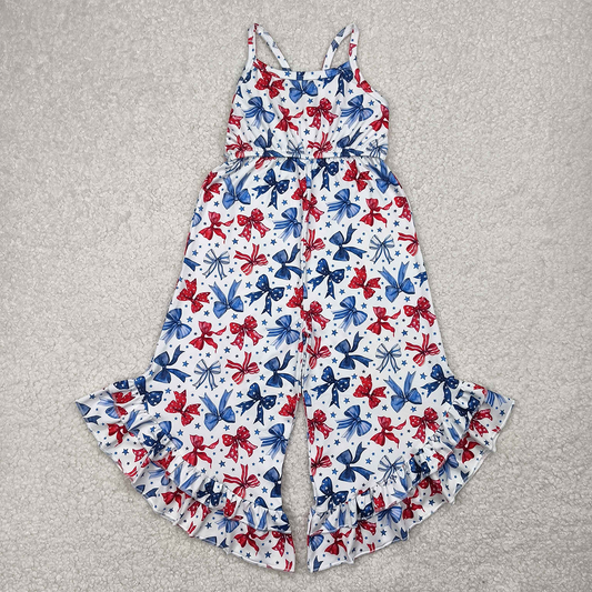 SR2865  Baby Girls Coquette Bows 4th Of July Straps Jumpsuits  D 4.12